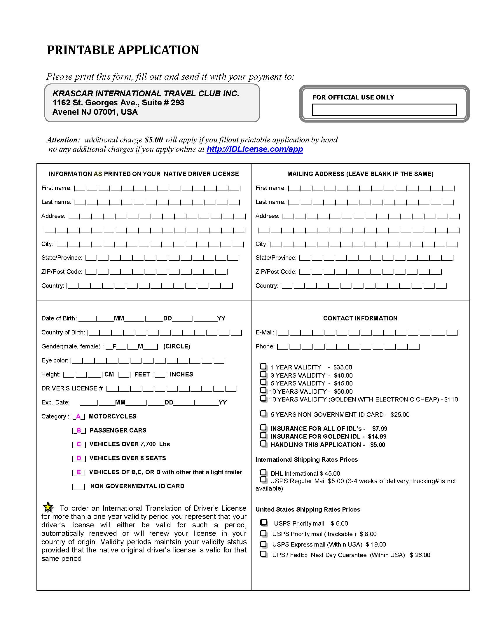International Drivers License, international driving document